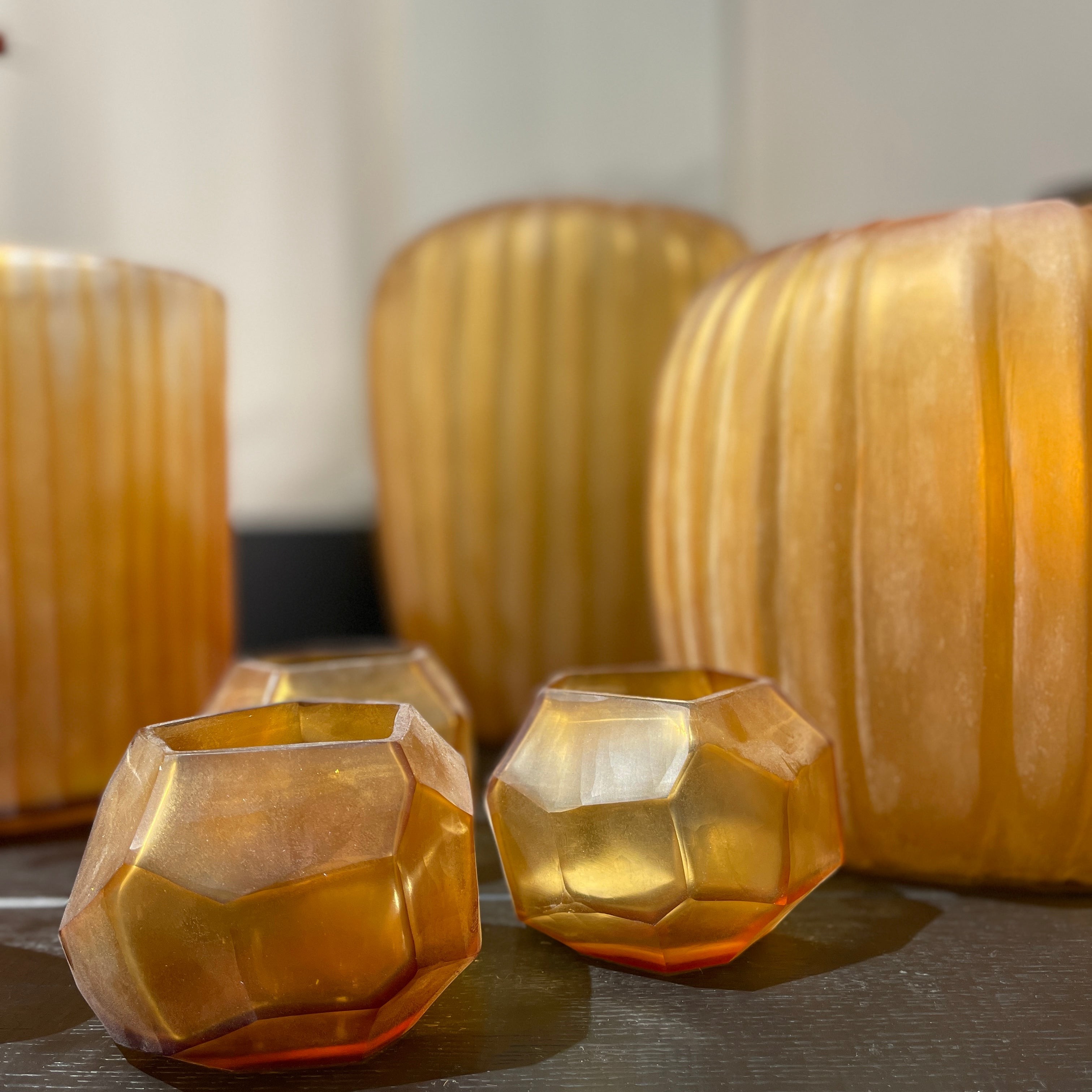 GUAXS Vase Cubistic Clear/Gold - Tealight
