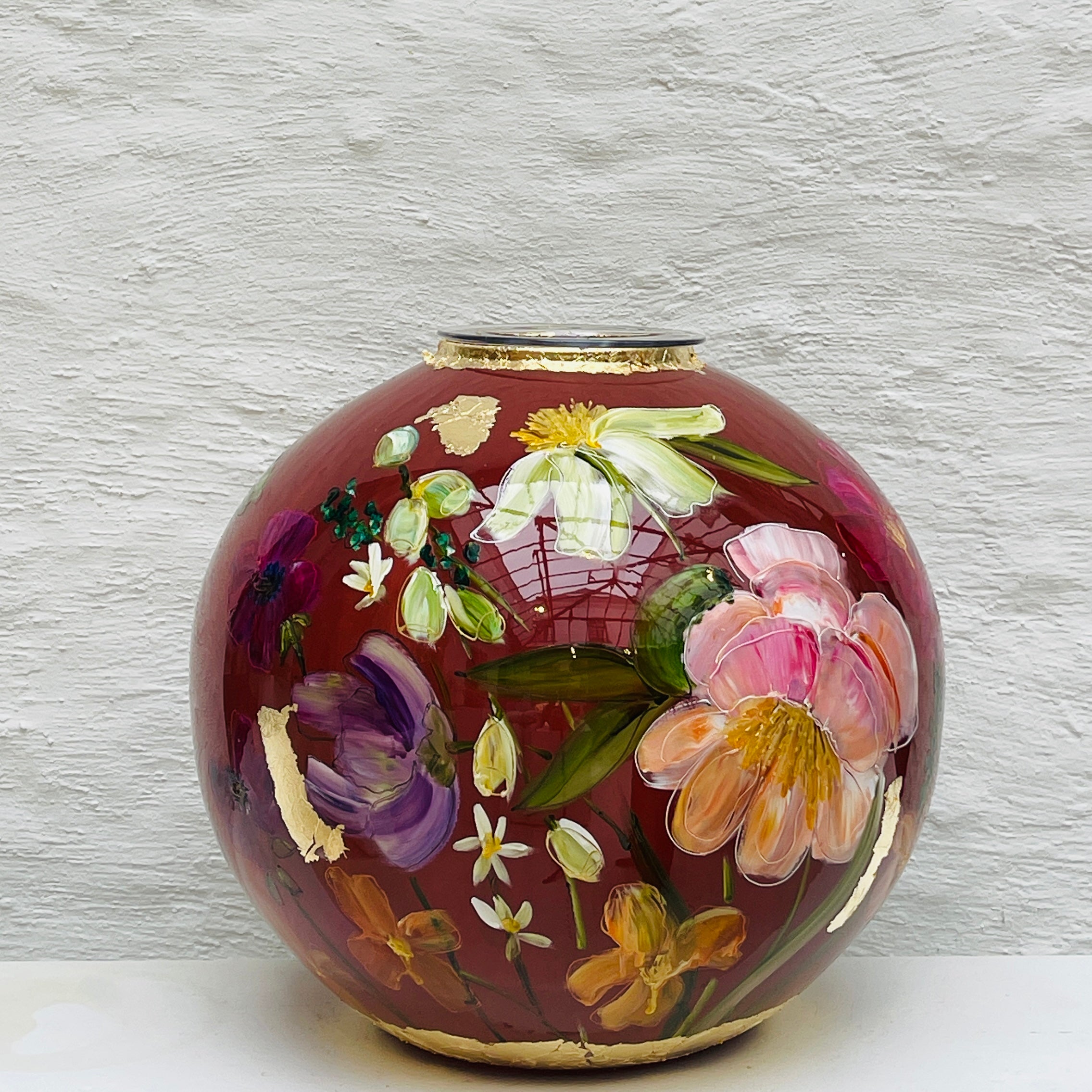 Doortje IJpelaar handgeschilderde glazen vaas LIMITED EDITION "Romantic Red" DE BORGHT EXCLUSIVE (kopie) (kopie)