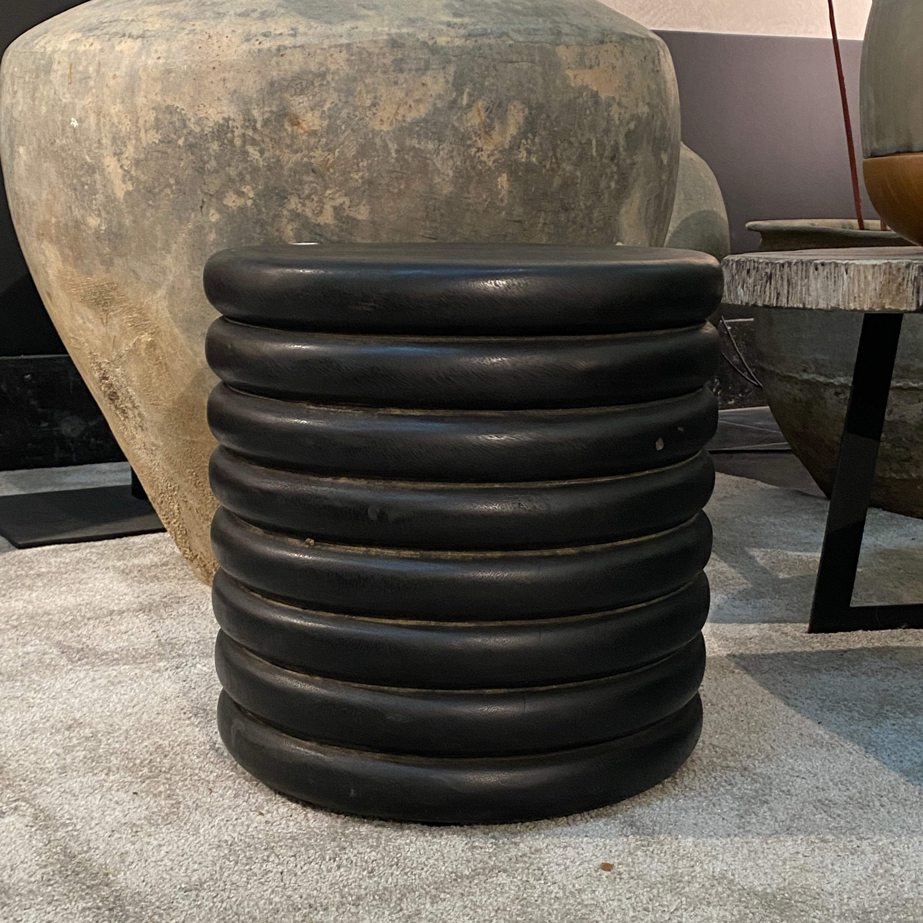 Warehouse Breit stool black with rings