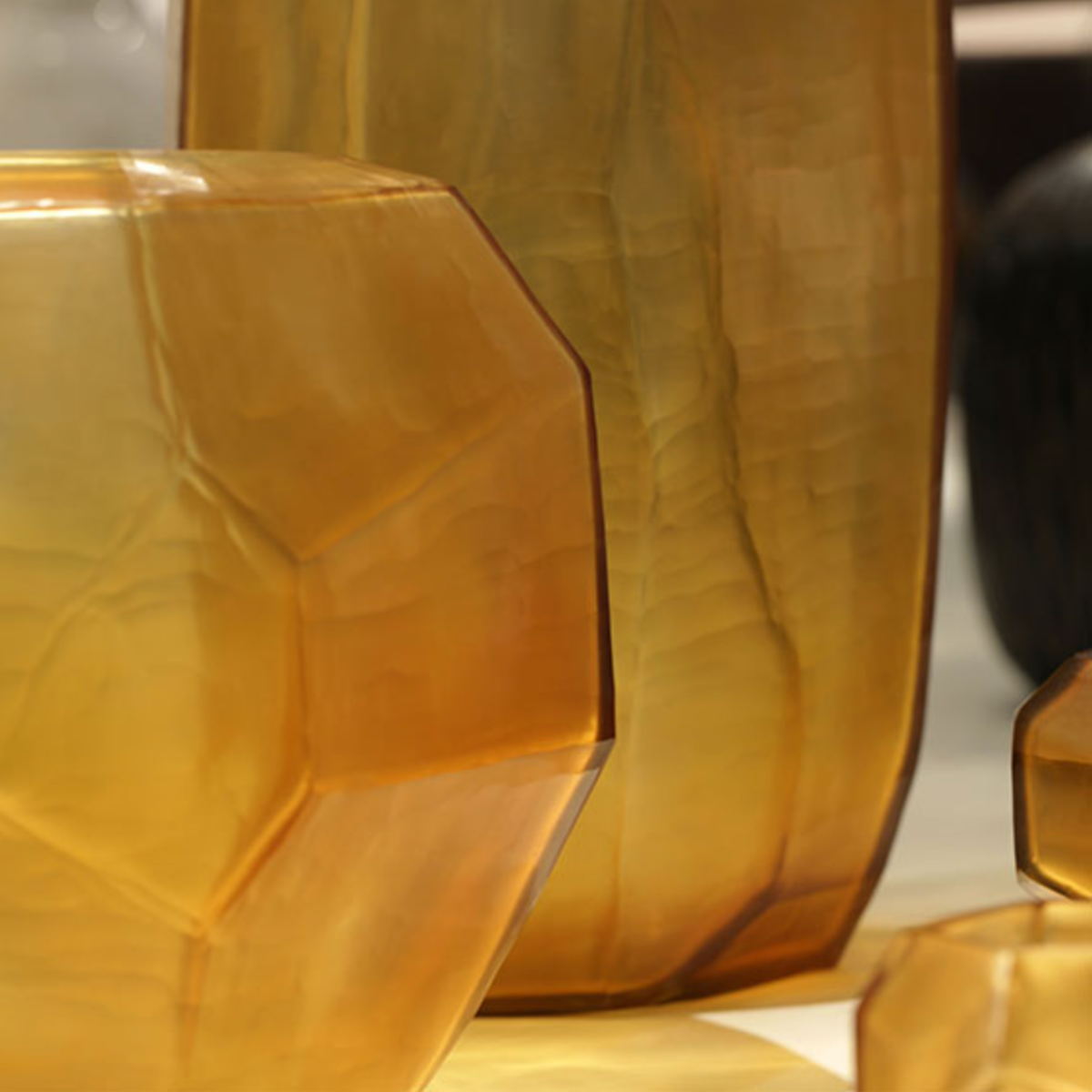 GUAXS Vase Cubistic Clear/Gold - Round