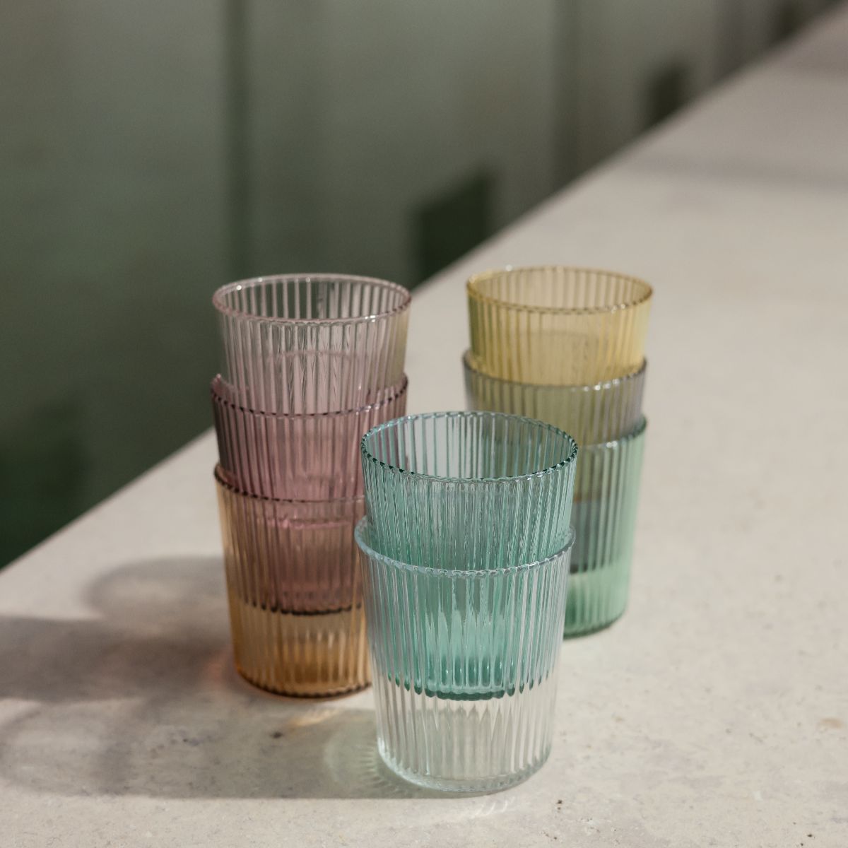 Paveau Colourful ribbed water glass - Cable