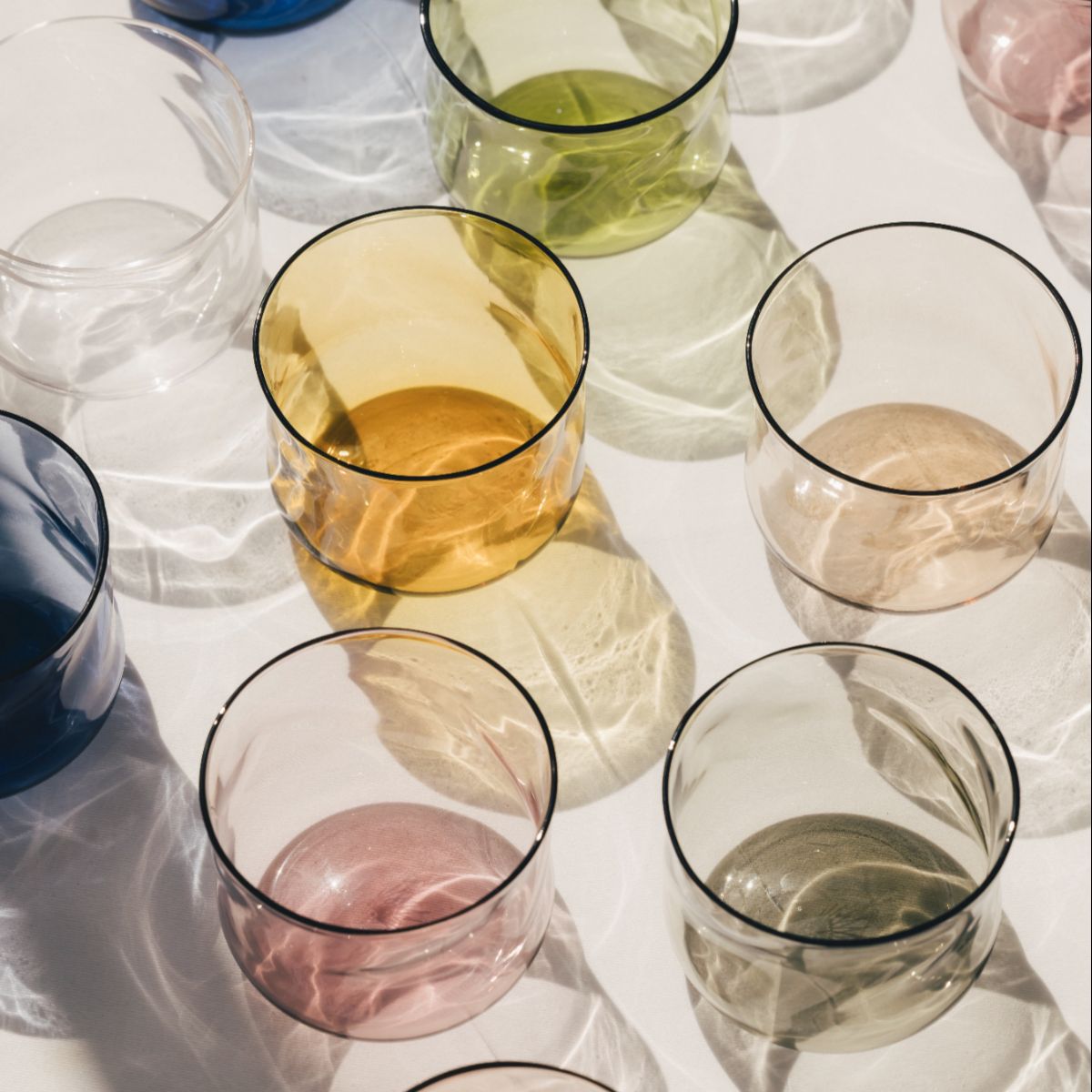 Paveau Colorful Swirl Water Glass Set of 2 - Dune (Ochre)