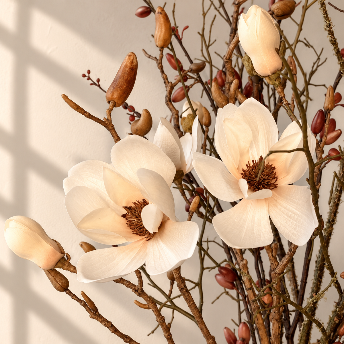 Zijdeboeket - Magnolia crème