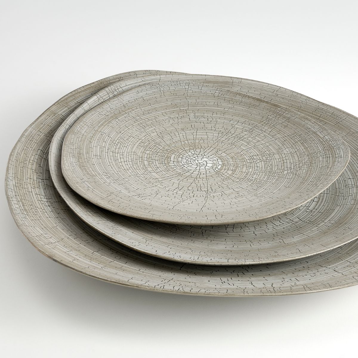 Rina Menardi ceramic bowl Triangolo centerpiece crackle
