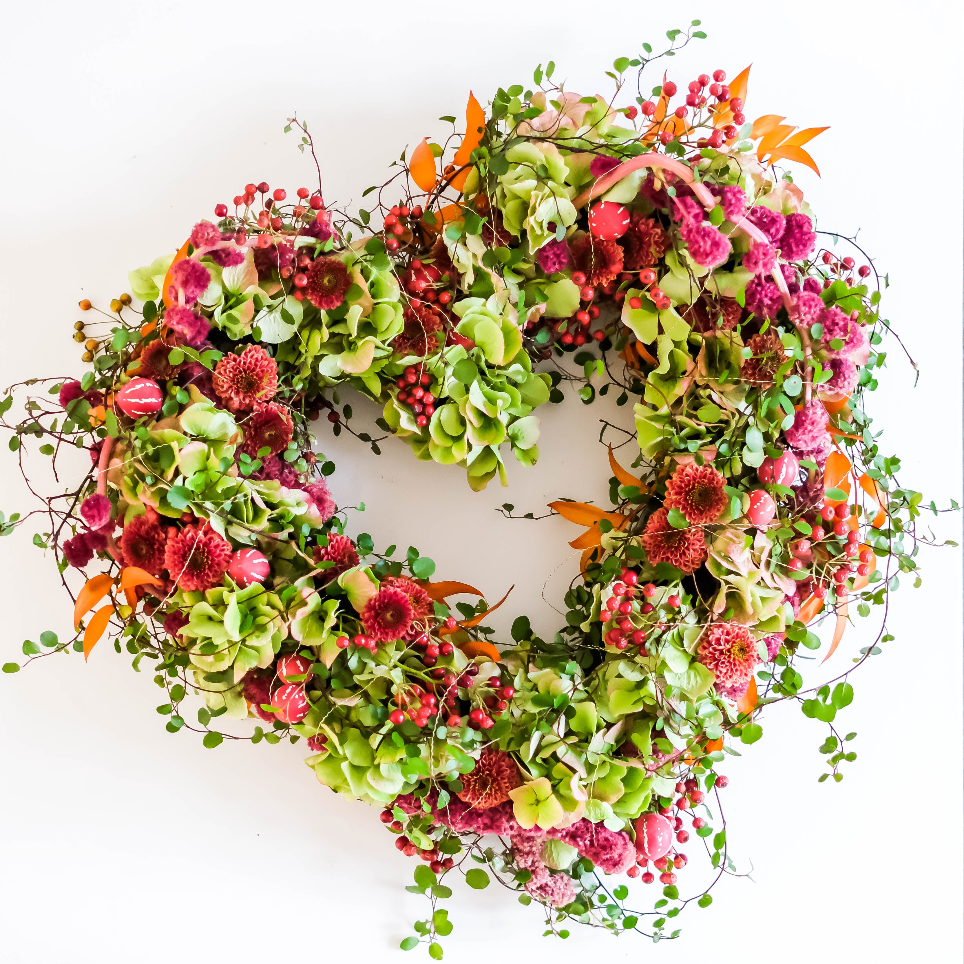 Funeral arrangement in open heart shape – All Saints' Day