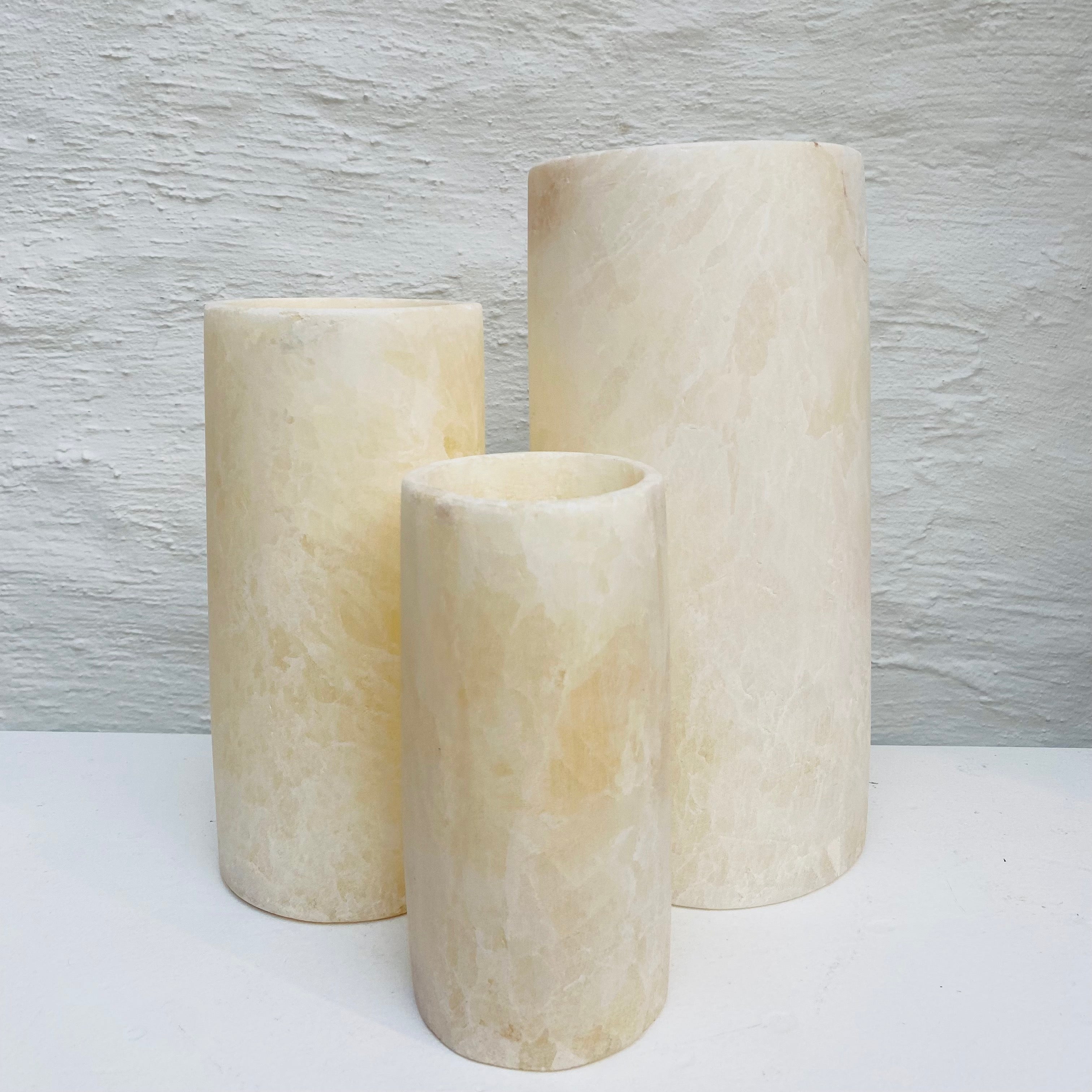 Alabaster Tealight Holder Cylinder VALUE SET