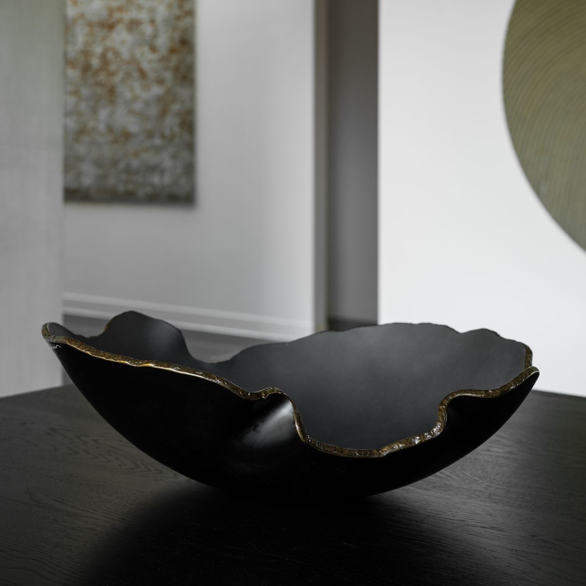 Regina Medeiros glazen schaal Mapa black matt topo bronze