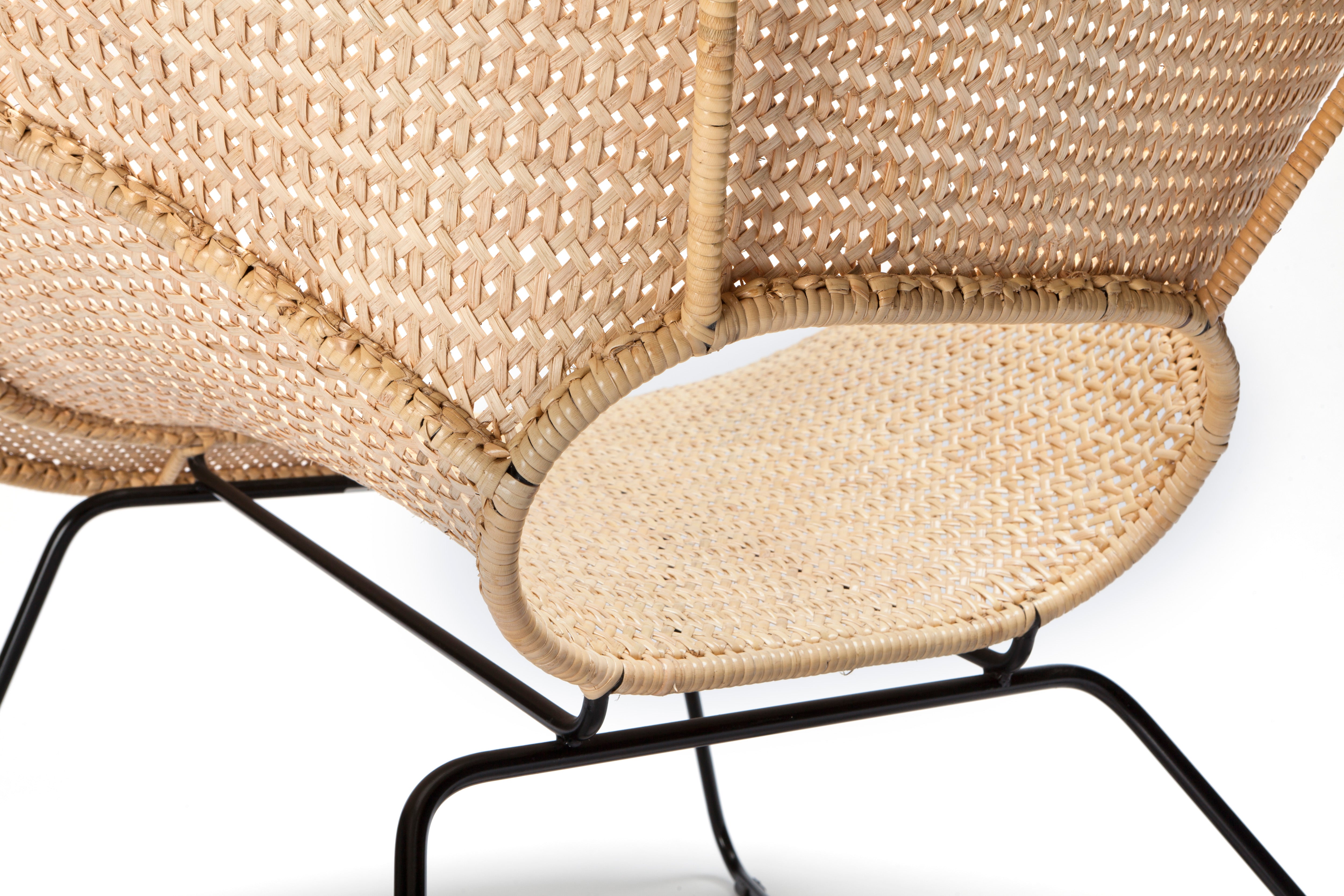 Feelgood designs Tornaux lounge & footstool zwarte frame/rattan peel natural Indoor