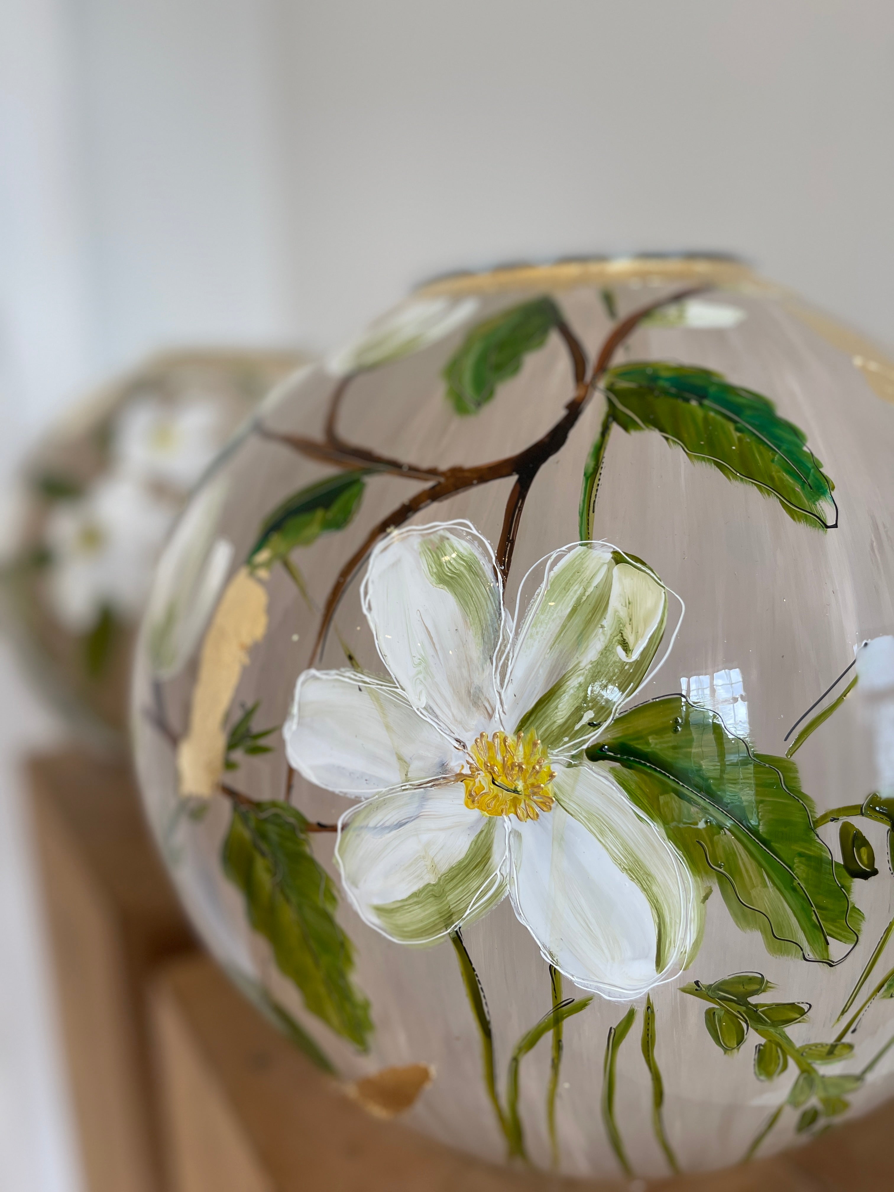 Doortje IJpelaar hand-painted glass vase LIMITED EDITION "Naturel" DE BORGHT EXCLUSIVE
