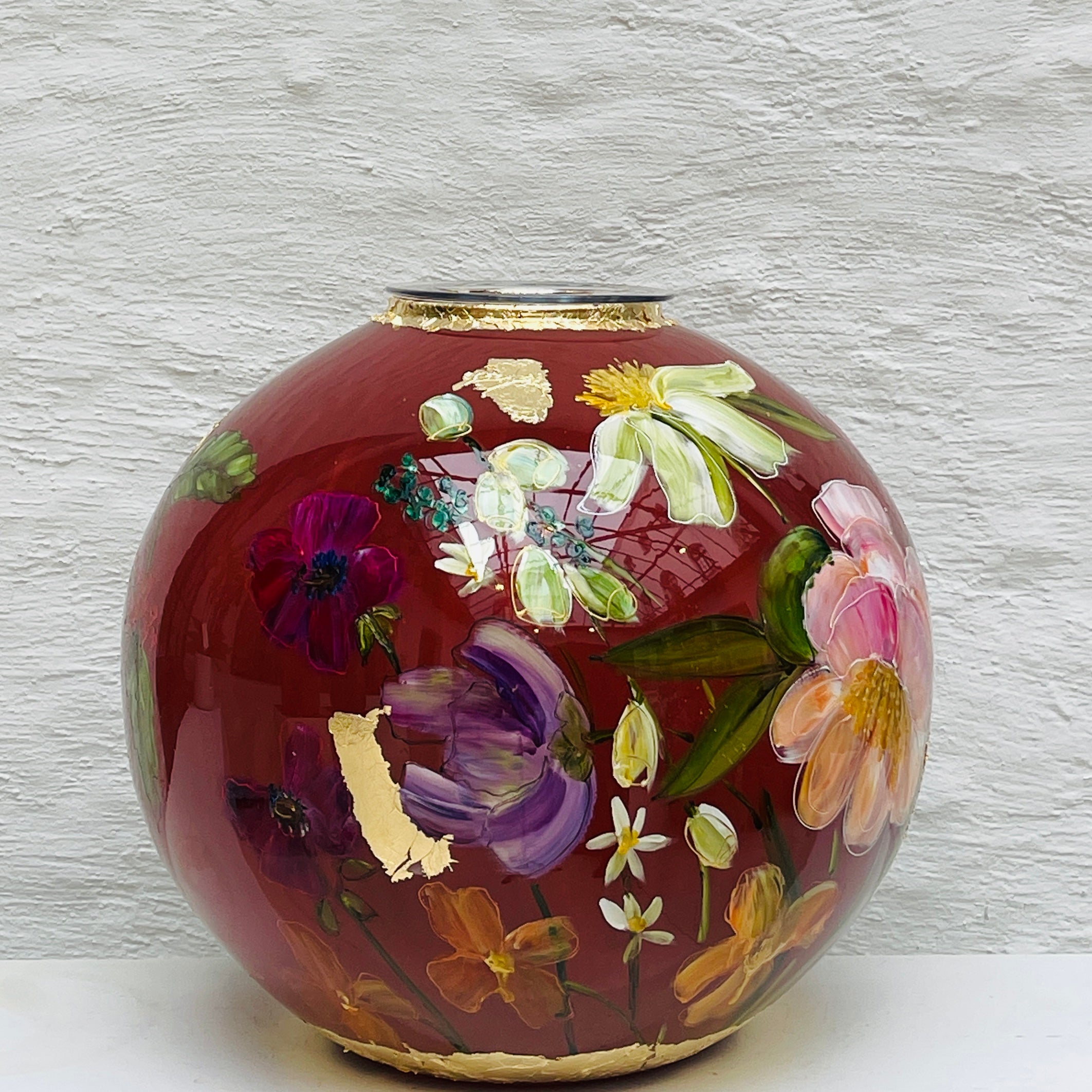 Doortje IJpelaar handgeschilderde glazen vaas LIMITED EDITION "Romantic Red" DE BORGHT EXCLUSIVE (kopie) (kopie)