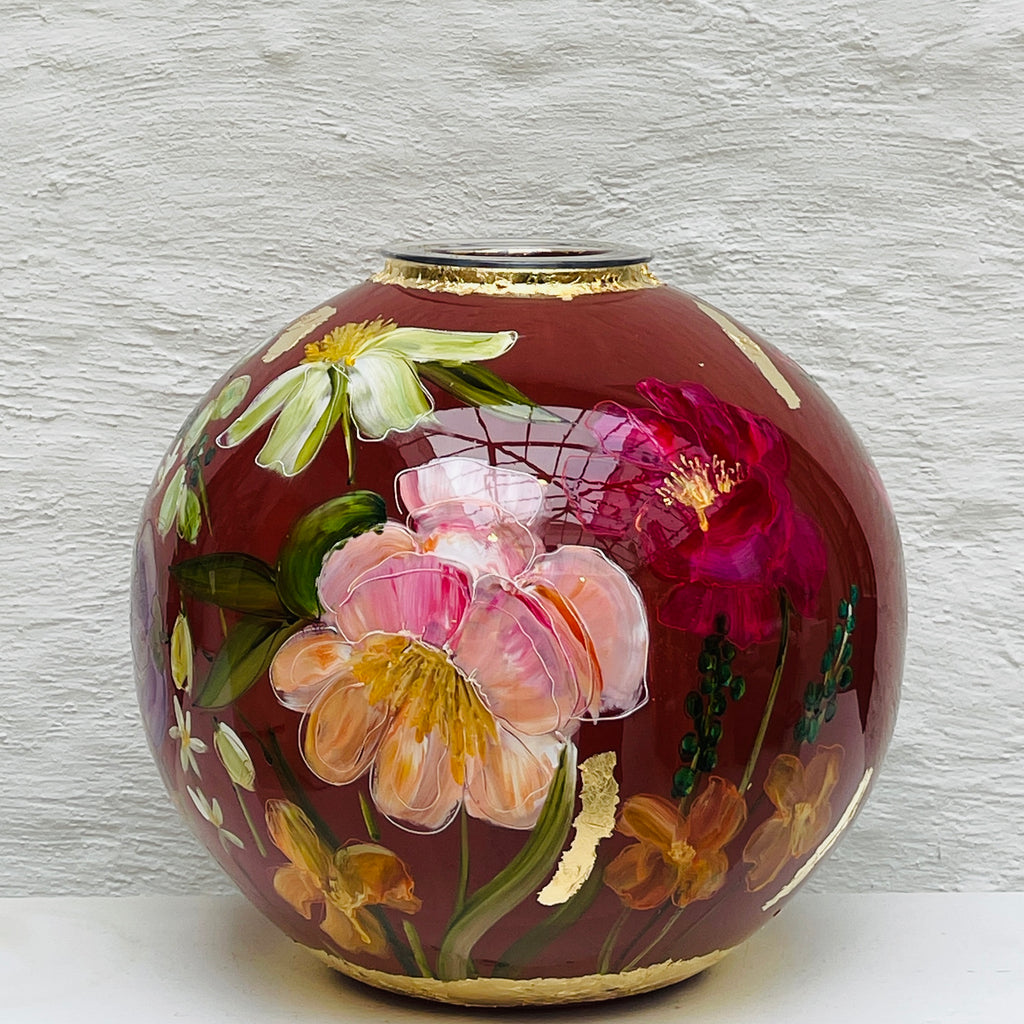 Doortje IJpelaar handgeschilderde glazen vaas LIMITED EDITION "Romantic Red" DE BORGHT EXCLUSIVE (kopie) (kopie)