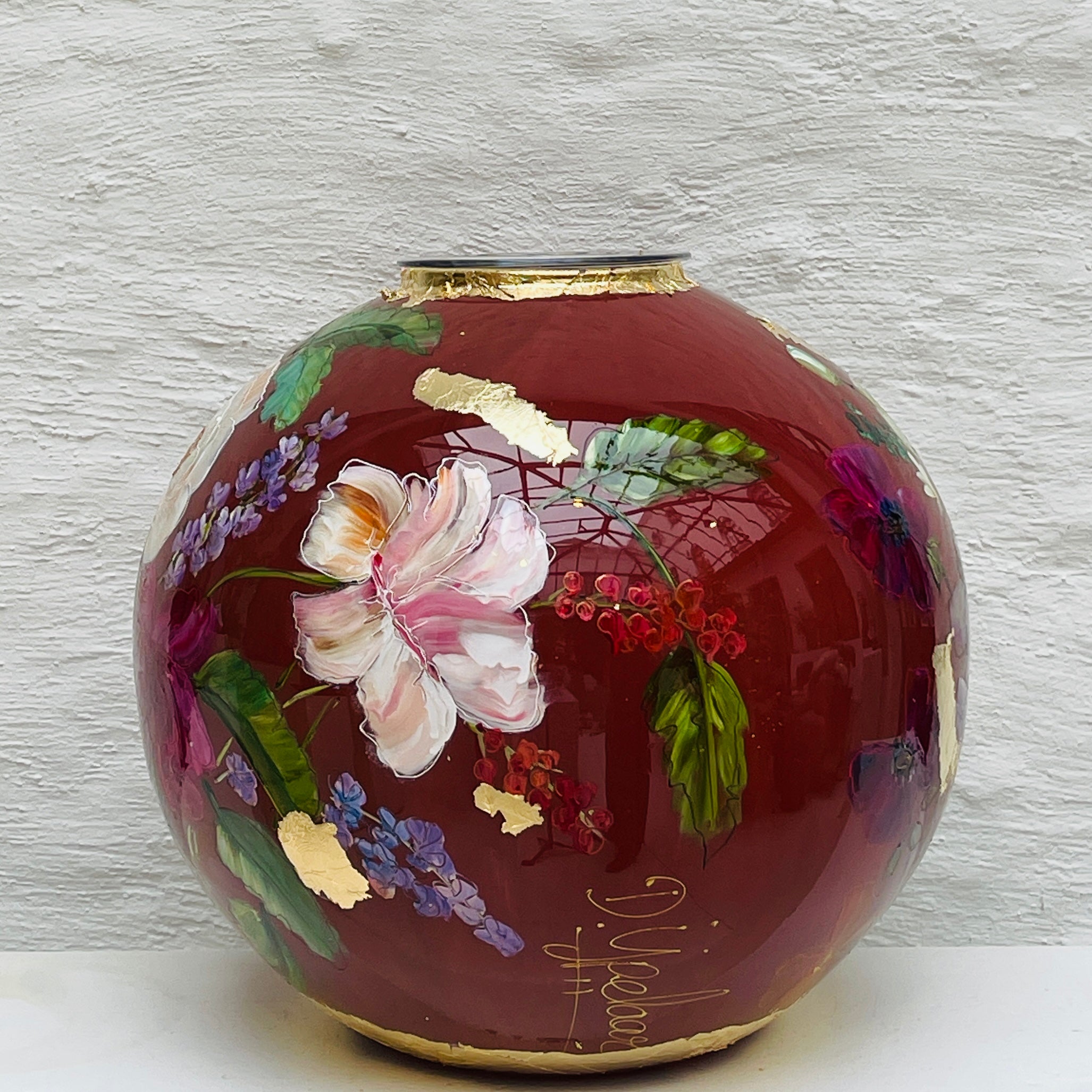 Doortje IJpelaar handgeschilderde glazen vaas LIMITED EDITION "Romantic Red" DE BORGHT EXCLUSIVE (kopie) (kopie)