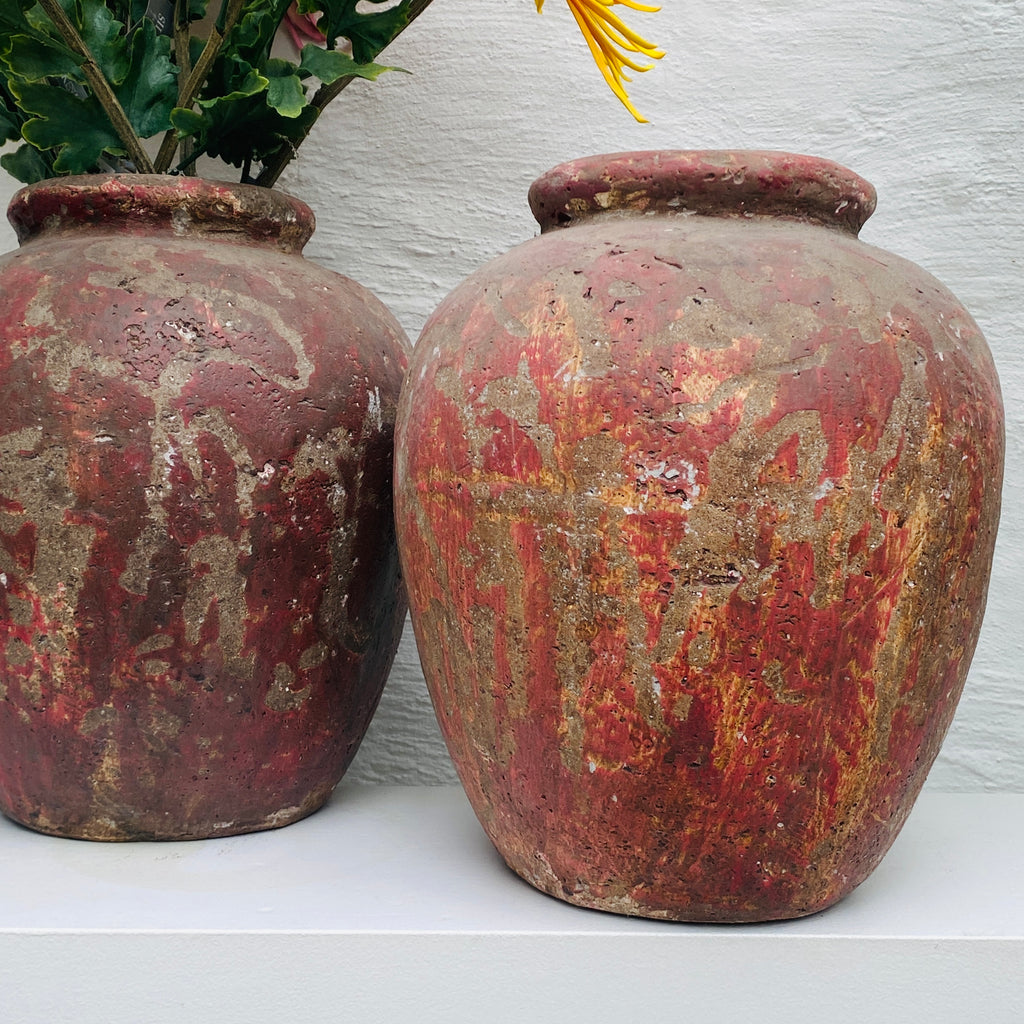 Magazijn Breit oude terracotta pot gekleurd