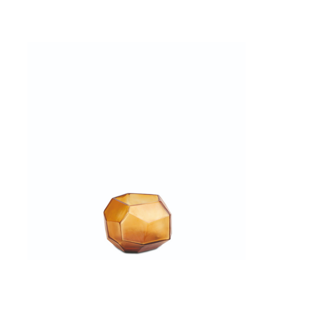 GUAXS Vaas Cubistic Clear/Gold - Theelicht