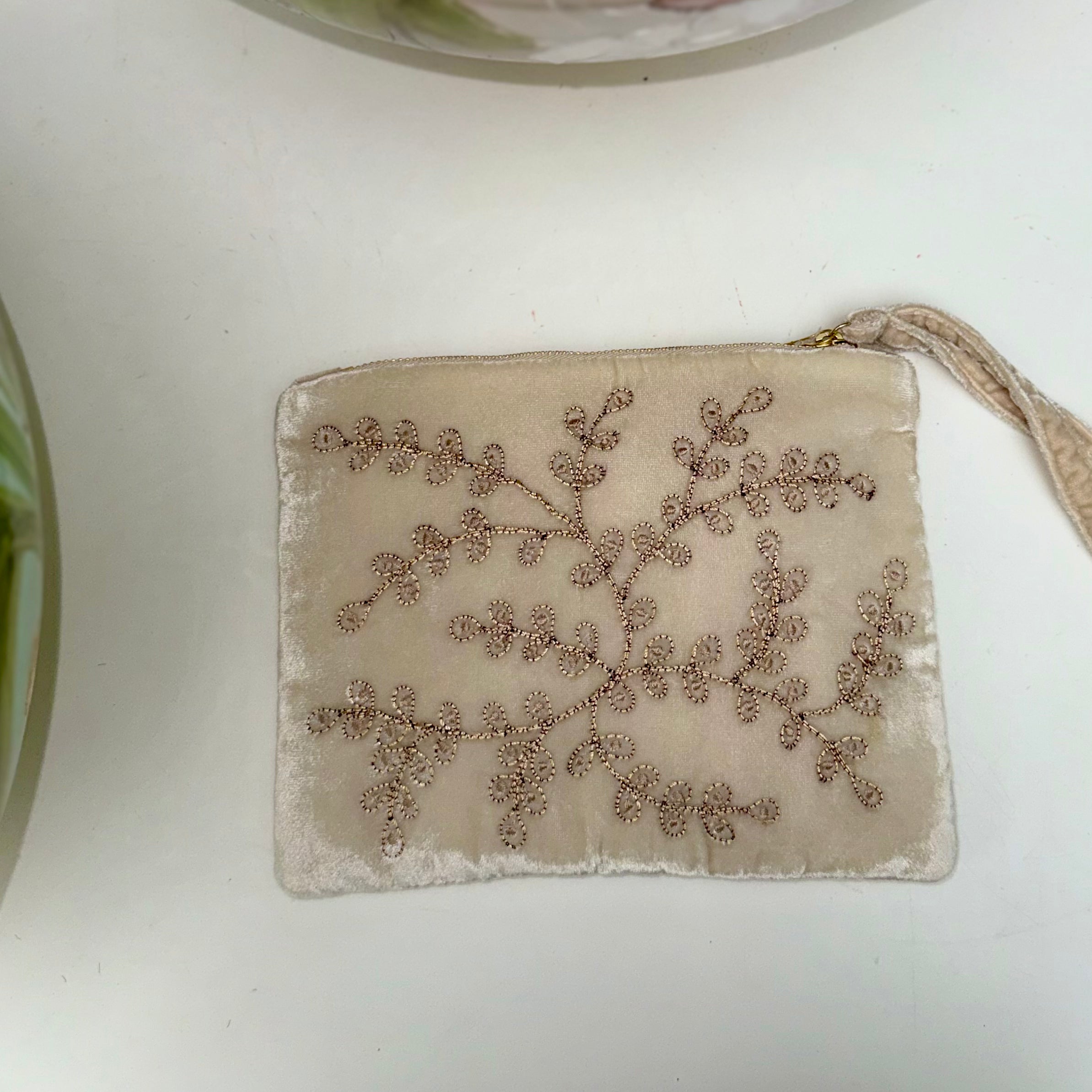 Anke Drechsel Hand-Embroidered Zip Pouch - Jara Silver