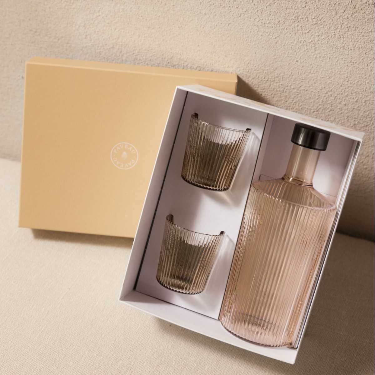 Paveau Gift Set water bottle with 2 glasses - Bells
