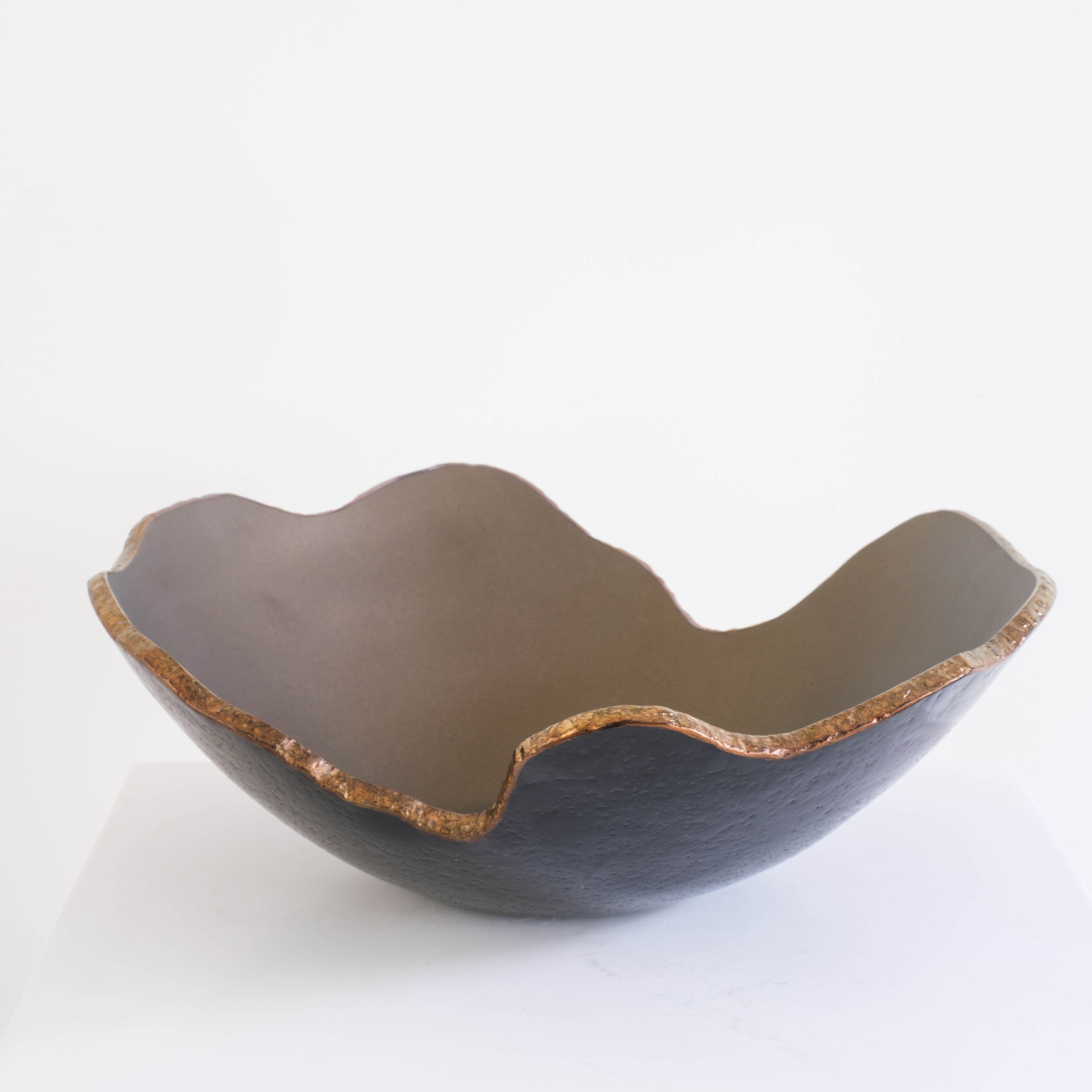 Regina Medeiros glazen schaal Mapa black matt topo bronze