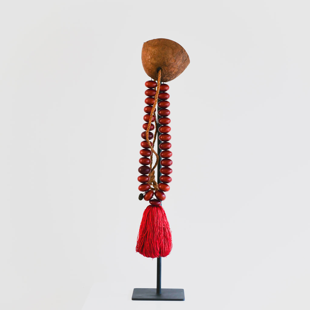 Studio Julia Atlas - Red African Amber, Wood Cow Bell & Silk Tassel - Medium