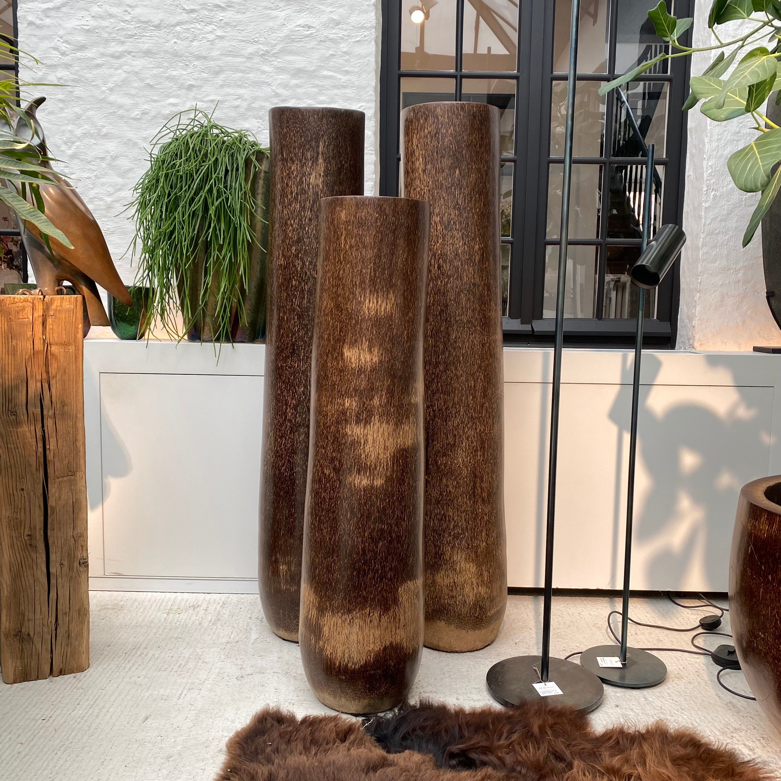 Warehouse Breit Palm Pot tall brown