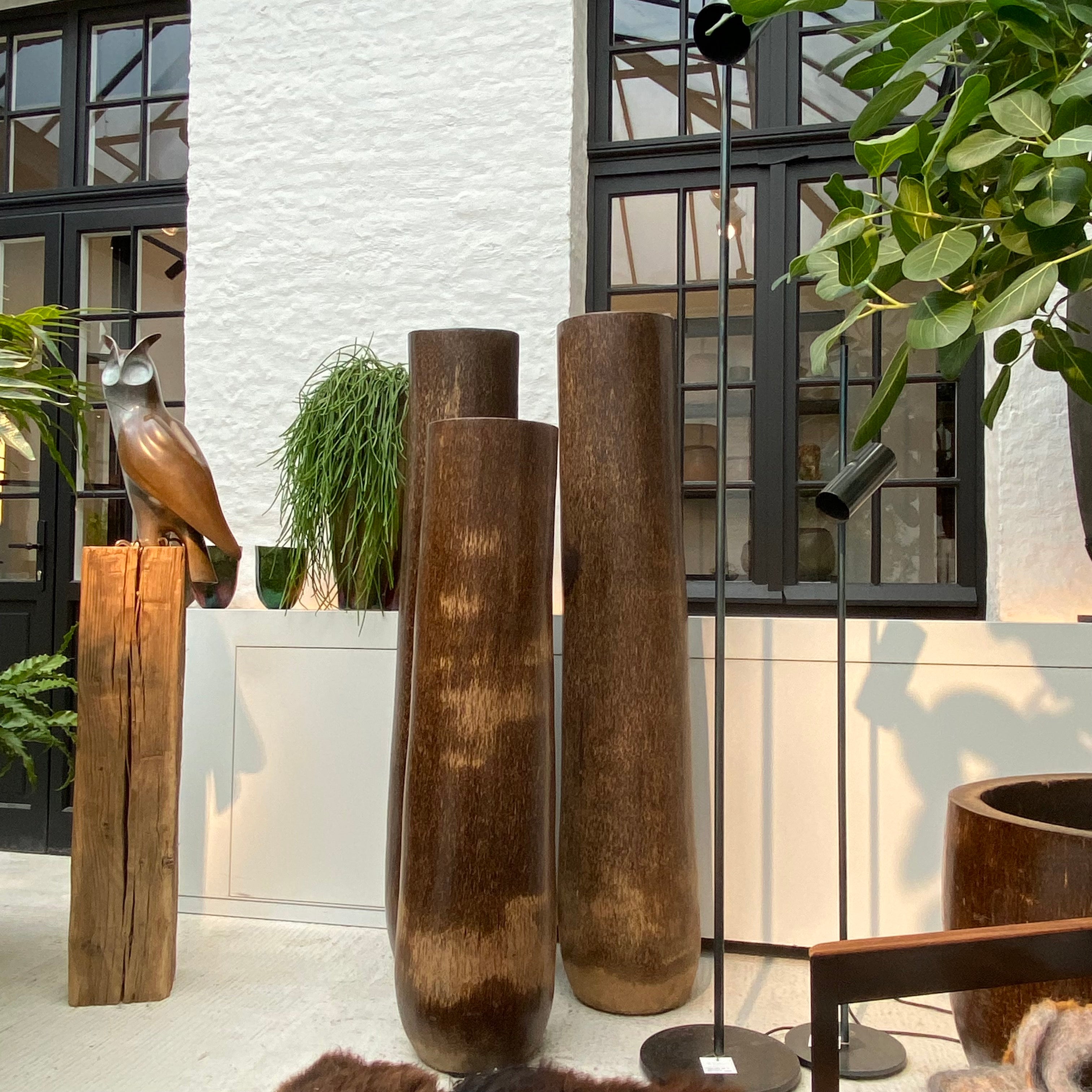 Warehouse Breit Palm Pot tall brown