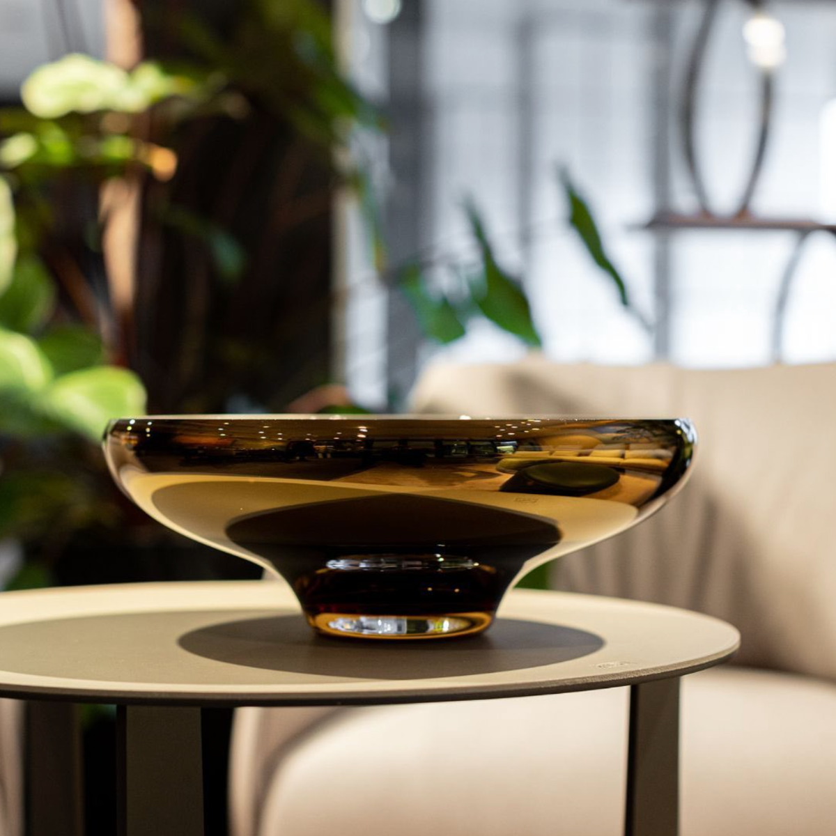 Large bowl - decorative glass bowl, Amber
