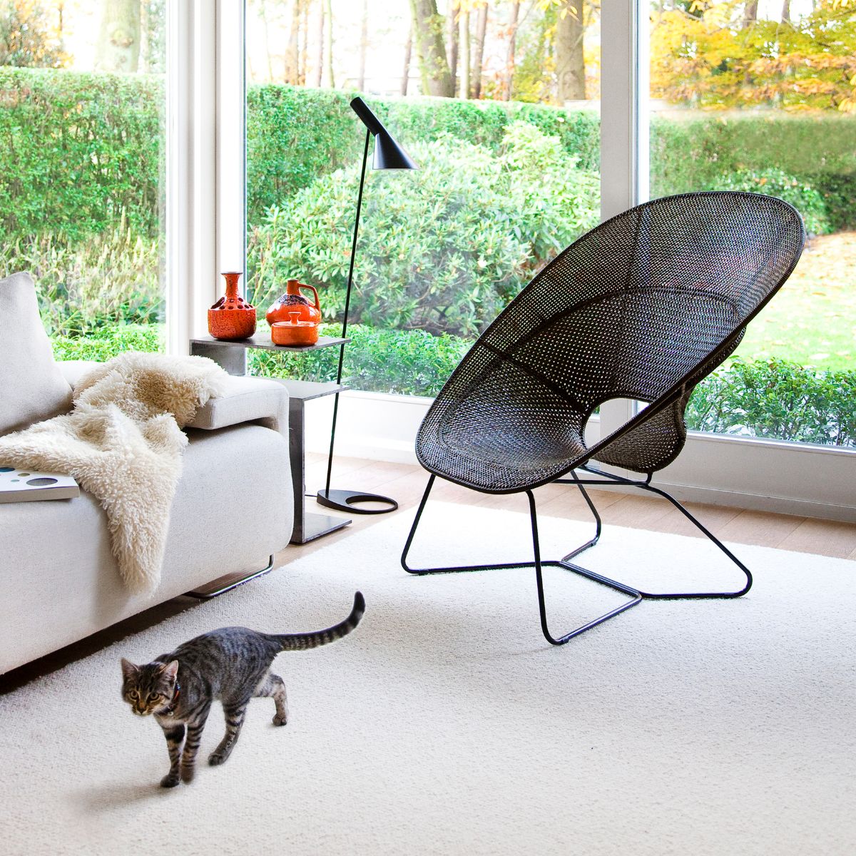 Feelgood Designs Tornaux lounge & footstool black frame/rattan peel outdoor